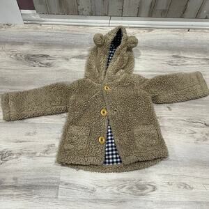 Baby Boden Tan Fleece Jacket with Bear Ears